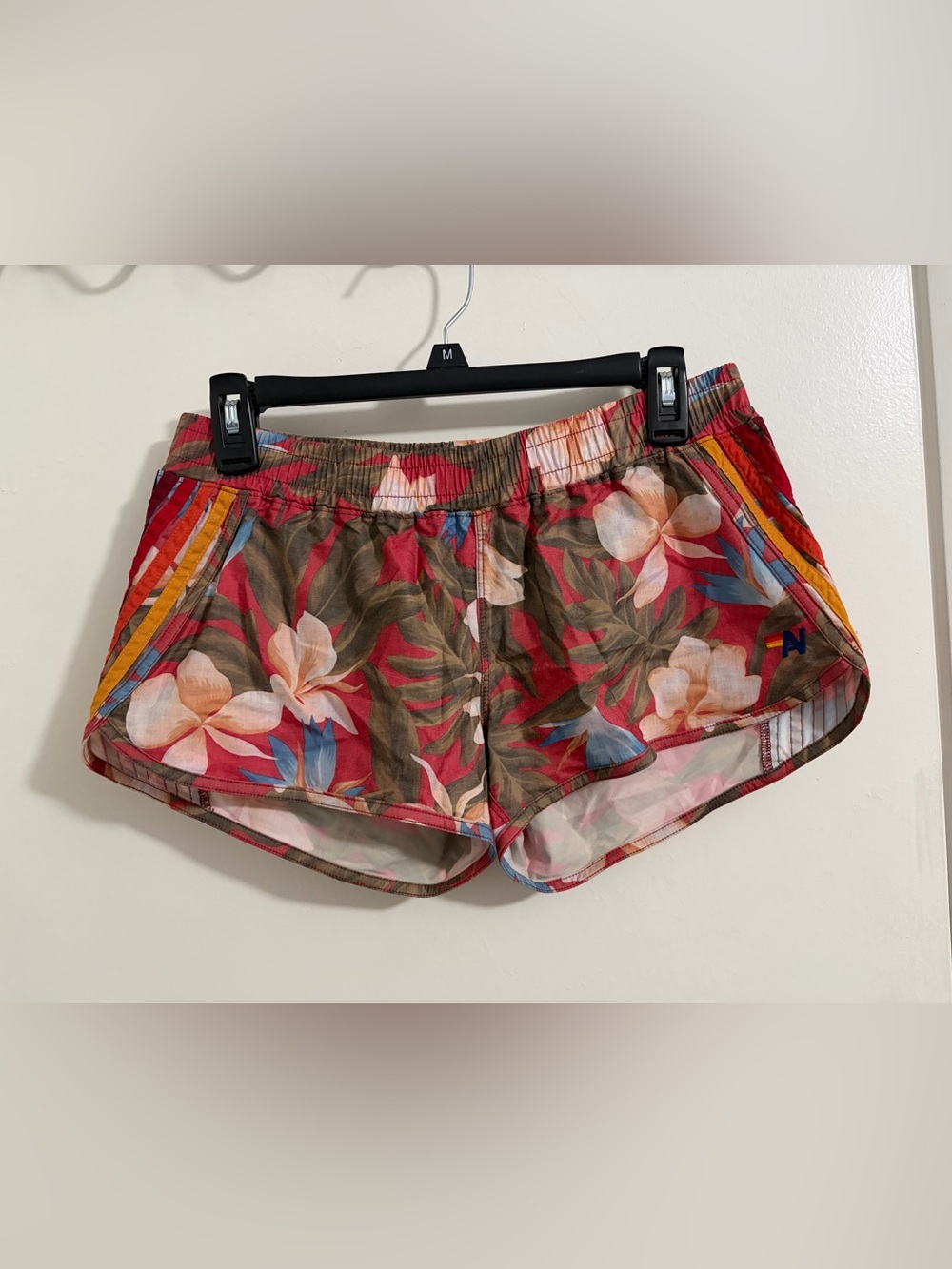 Aviator Nation AN 5 stripe floral red white green boardshort shorts Medium M